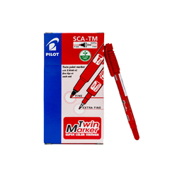 قلم بايلوت برأسين ثابت أحمر -Pilot Twin Marker Double Sided  Red-SCA-TM-R