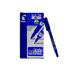 قلم بايلوت برأسين ثابت أزرق Pilot Twin Marker Double Sided Blue SCA TM-L